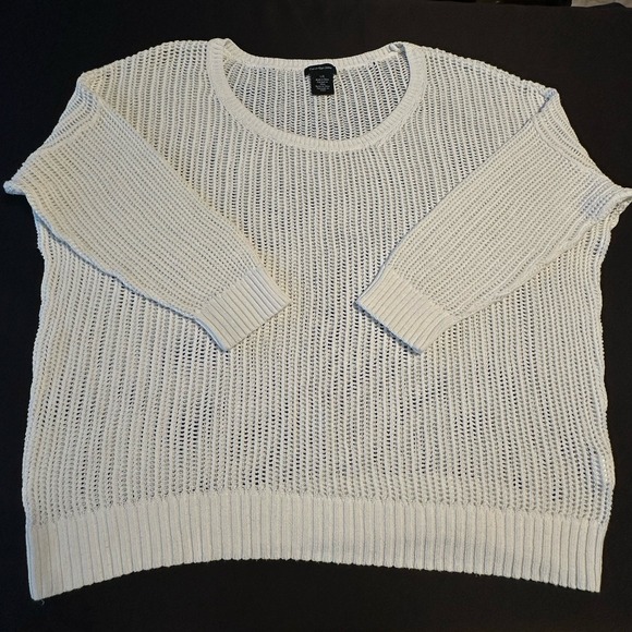 Calvin Klein‎ Jeans Sweater Women Large White Pullover 3/4 Sleeves Loose Knit - Picture 1 of 9
